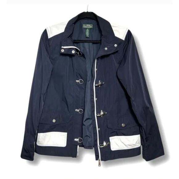 Women's XL Lauren Ralph Lauren Fireman Clasp Jacket Navy White Activewear Jacket - Picture 1 of 5